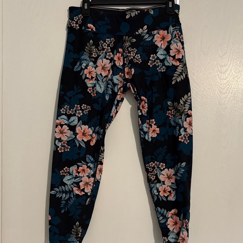 Calvin Klein Black Floral Kids Leggings